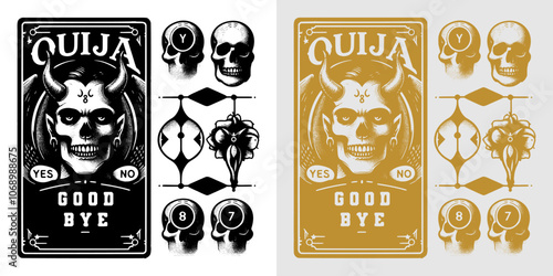 gothic devil ouija board card