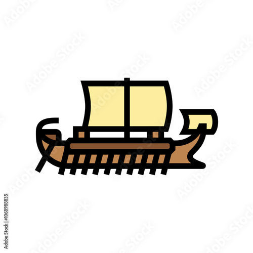 quinquereme ancient ship color icon vector. quinquereme ancient ship sign. isolated symbol illustration