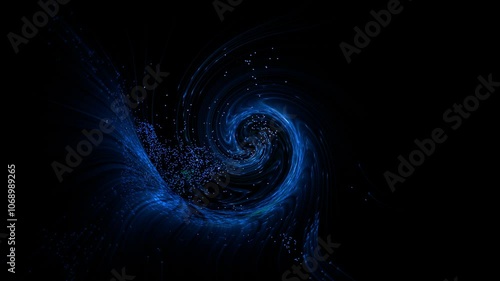 Particles spiral in black space concept  photo