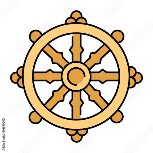 Dharma line icon. Dharmachakra in Buddhism.