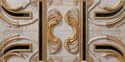 Elegant Gold and Marble Wall Paneling for Luxury Interior Design photo