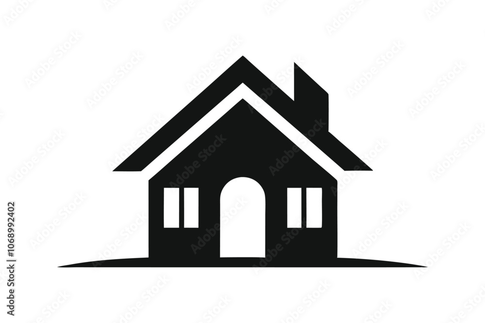 Simple house logo icon silhouette black vector art illustration.