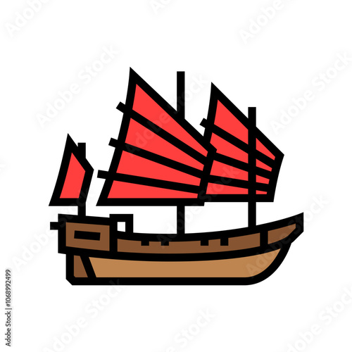 junk ancient ship color icon vector. junk ancient ship sign. isolated symbol illustration