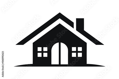 Simple house logo icon silhouette black vector art illustration.