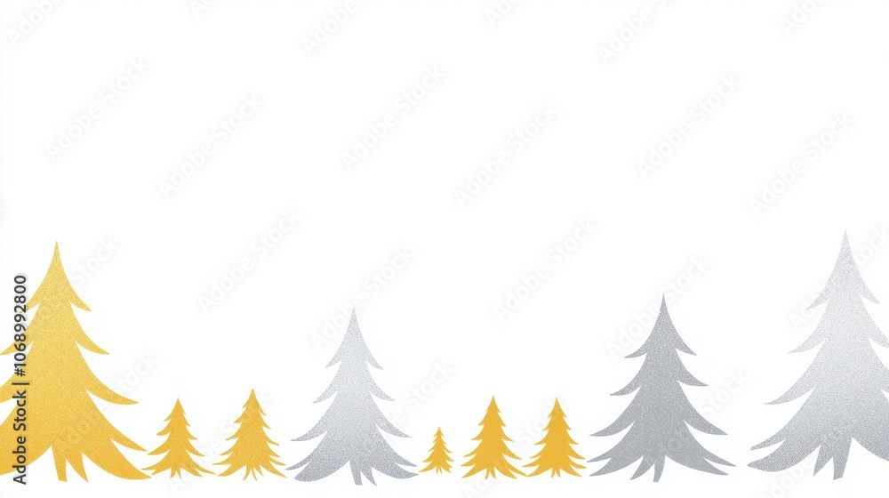 Gold and silver Christmas trees on a white background Gold and silver Christmas trees on a white background