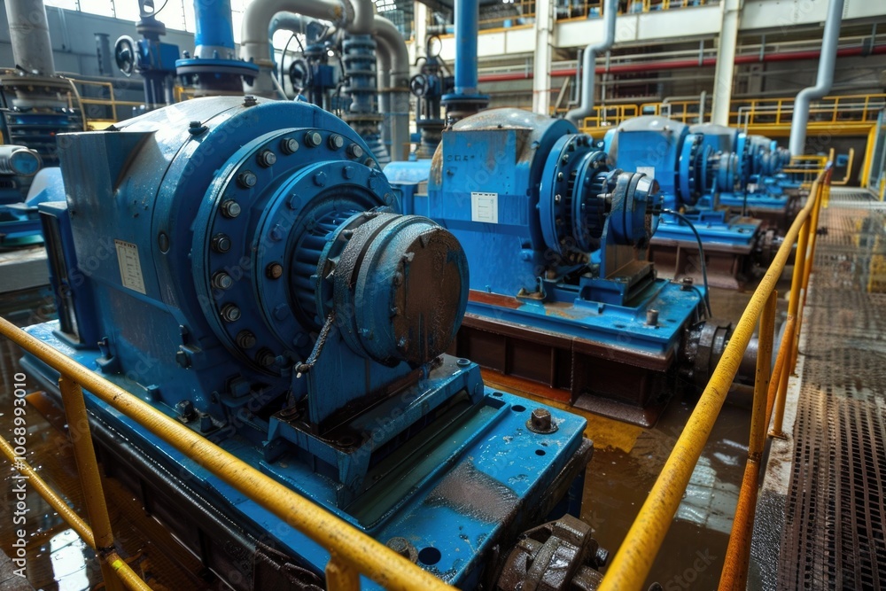 Electrical Motor in Blue Water Pump System at a Large Power Plant Electrical Motor in Blue Water Pump System at a Large Power Plant
