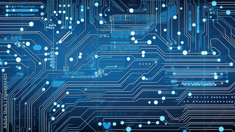 Obraz premium Intricate Blue Circuit Board Technology Abstract