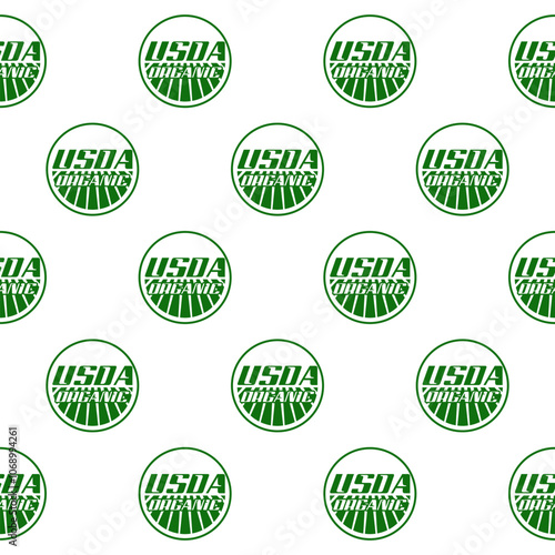 USDA organic sign pattern seamless isolated on white background