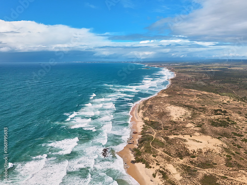 Vast panoramic view of the western Portuguese coastline. Costa Vicentina photo