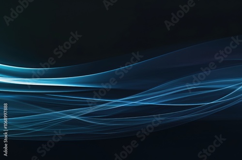 Abstract Blue Wave Swirls on Dark Backdrop