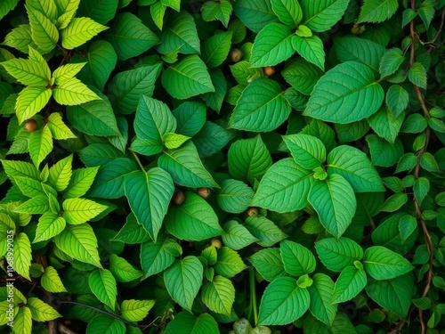 Bitter green background with textured leaves and vines, spring, bitter photo