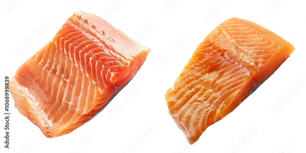 Fresh Salmon Fillets on White Background Fresh Salmon Fillets on White Background