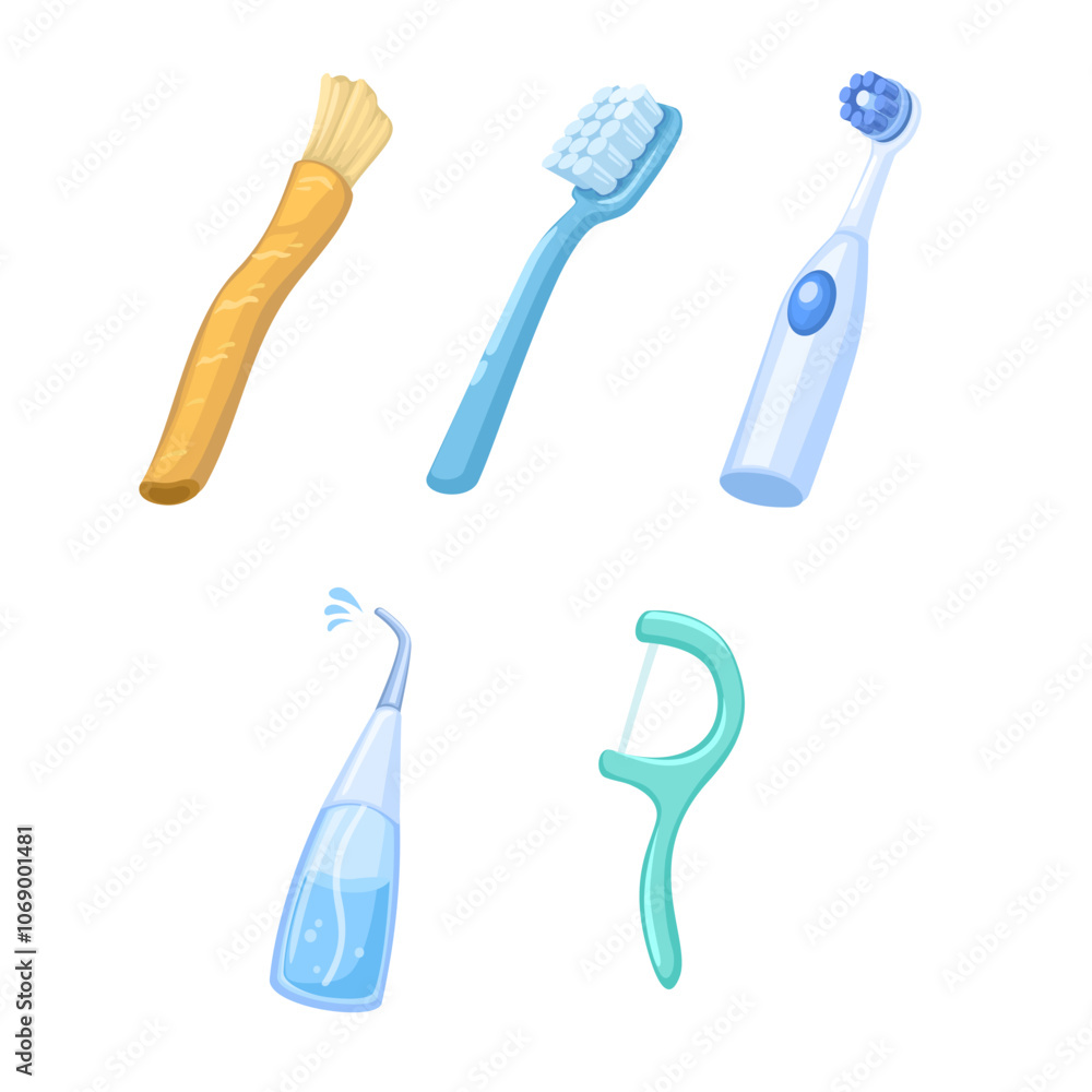 Miswak and Toothbrush. Dental Care Tools Collection Set Cartoon Illustration Vector Miswak and Toothbrush. Dental Care Tools Collection Set Cartoon Illustration Vector