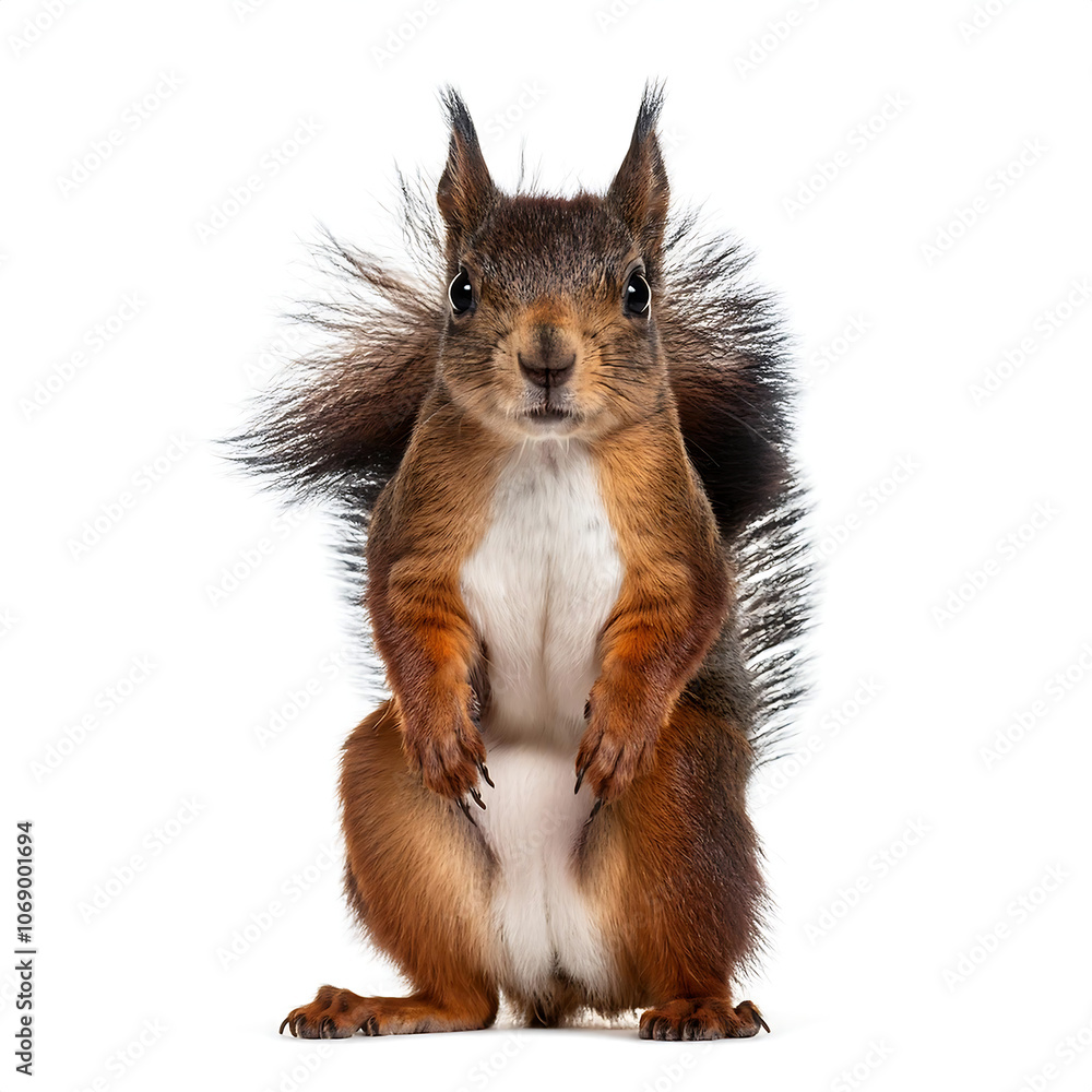 Obraz premium image squirrel full body isolation viewed front white background png file