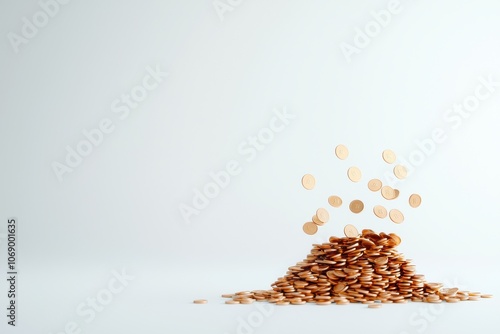 The financial potential of minimal house shapes with gold coins representing investment standards