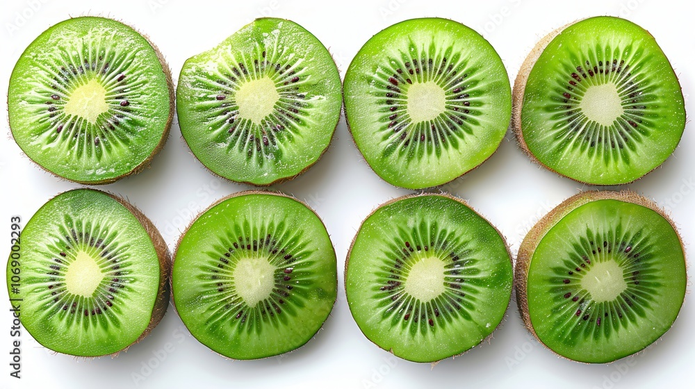 Fresh Kiwi Slices Arranged in a Visual Pattern Fresh Kiwi Slices Arranged in a Visual Pattern
