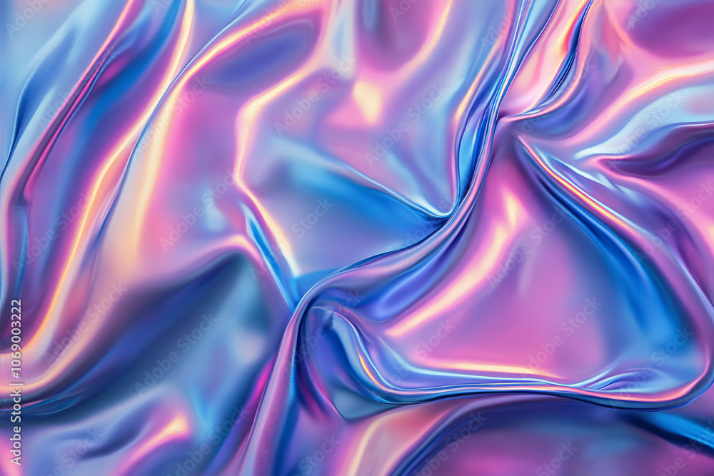 Fototapeta premium Vibrant Iridescent and Holographic Fabrics: A Fusion of Modern Design and Texture