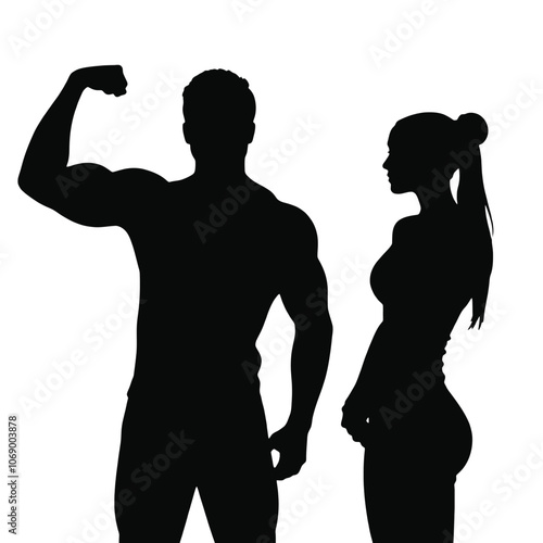 a black silhouette of a man and a woman standing side by side.