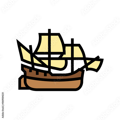 fluyt ancient ship color icon vector. fluyt ancient ship sign. isolated symbol illustration