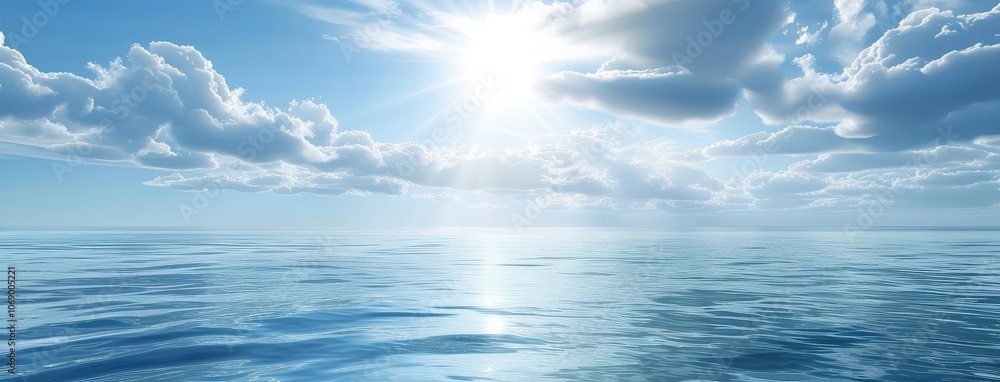 Obraz premium Tranquil Sunrise Over a Calm Ocean Horizon