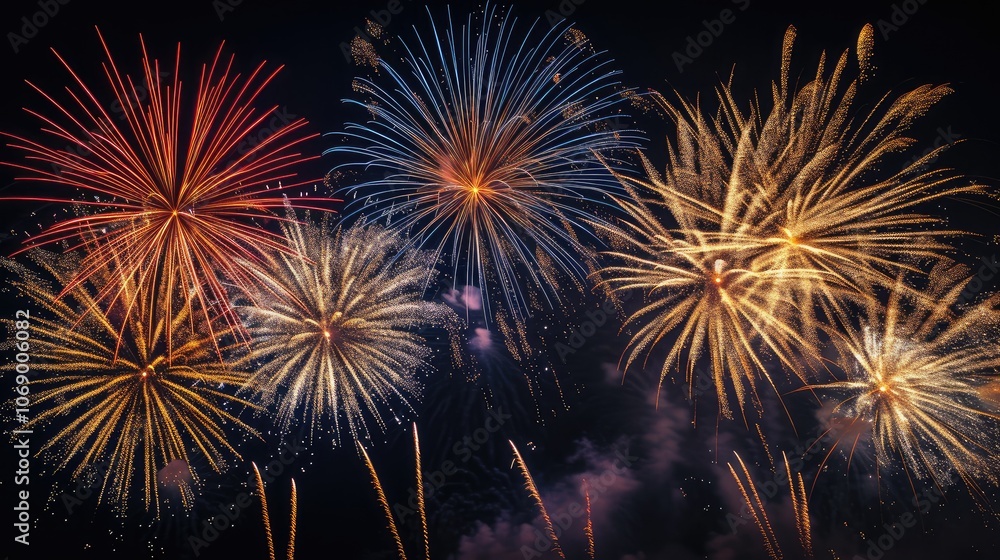 Spectacular Firework Display Illuminating the Night Sky Spectacular Firework Display Illuminating the Night Sky
