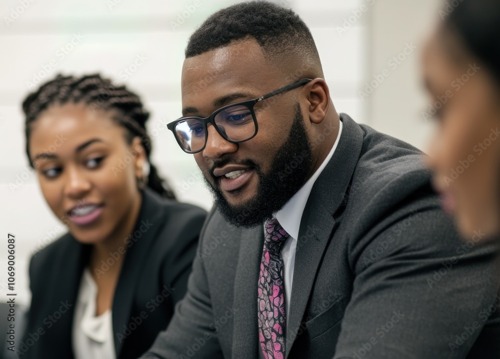 A diverse group of professionals engaged in a business discussion. A diverse group of professionals engaged in a business discussion.