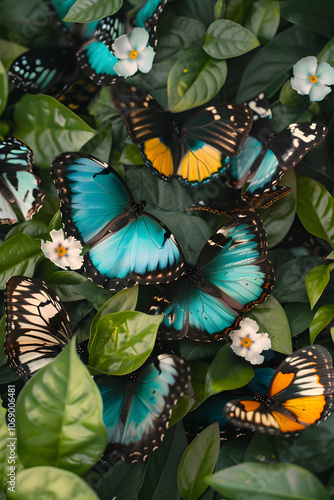 Mesmerizing Display of Lycaenidae Butterflies in a Floral Haven photo