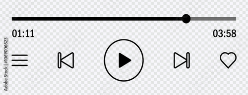 "Modern music player UI vector with controls for app design."