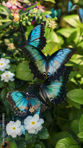 Mesmerizing Display of Lycaenidae Butterflies in a Floral Haven photo