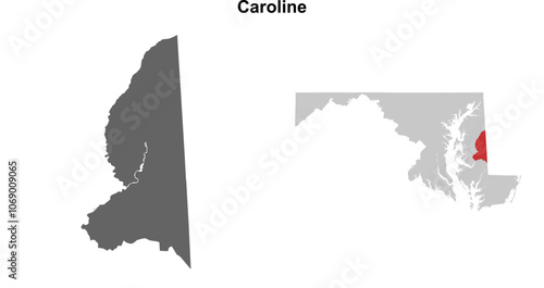 Caroline County (Maryland) blank outline map set