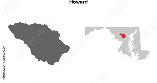 Howard County (Maryland) blank outline map set