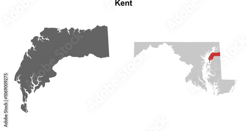 Kent County (Maryland) blank outline map set