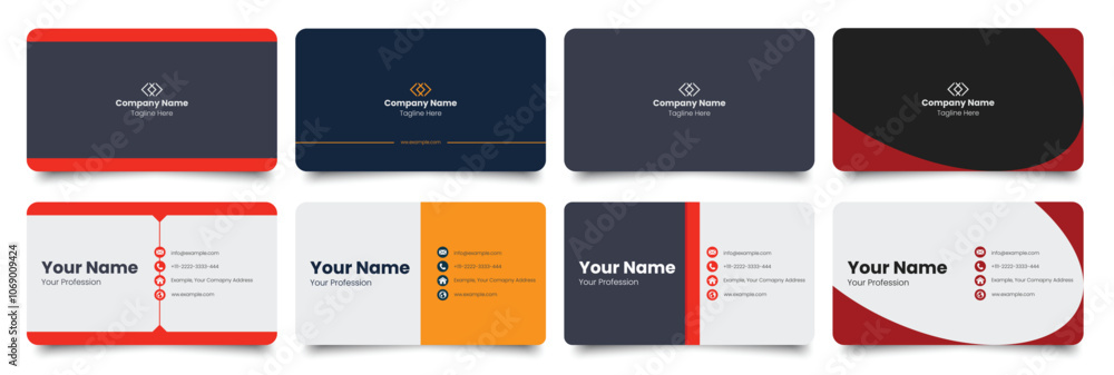 Set of Double-sided creative business card template. Business Card Mockup. template, Clean professional business card template, visiting card template. Collection of business card designs. Editable Set of Double-sided creative business card template. Business Card Mockup. template, Clean professional business card template, visiting card template. Collection of business card designs. Editable