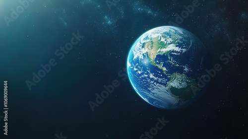 Earth planet in space orbit wallpaper, blue and green world globe illustration, global environmental concept background, 3D ecological sphere visual, Earth Day atmosphere HD