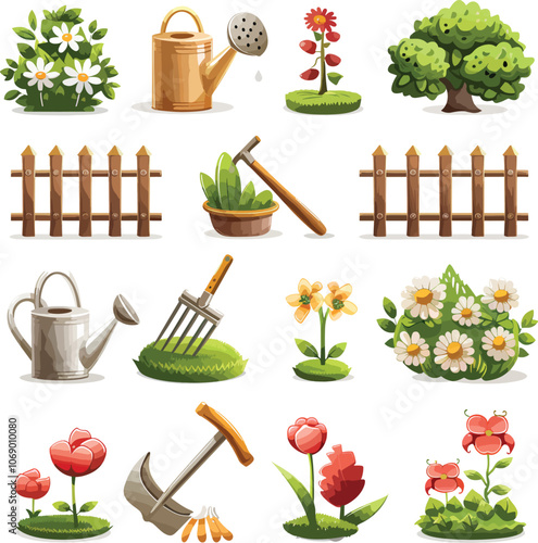 set of gardening icons