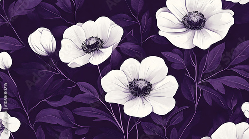 Purple background with white flowers