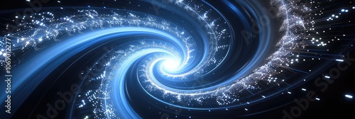 Abstract Blue Spiral Galaxy Illustration