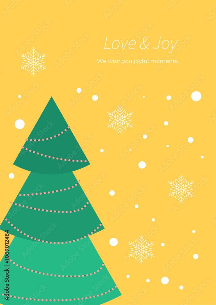 Festive Christmas Card with Love and Joy Message. Perfect for holiday greetings and sharing season's cheer Festive Christmas Card with Love and Joy Message. Perfect for holiday greetings and sharing season's cheer