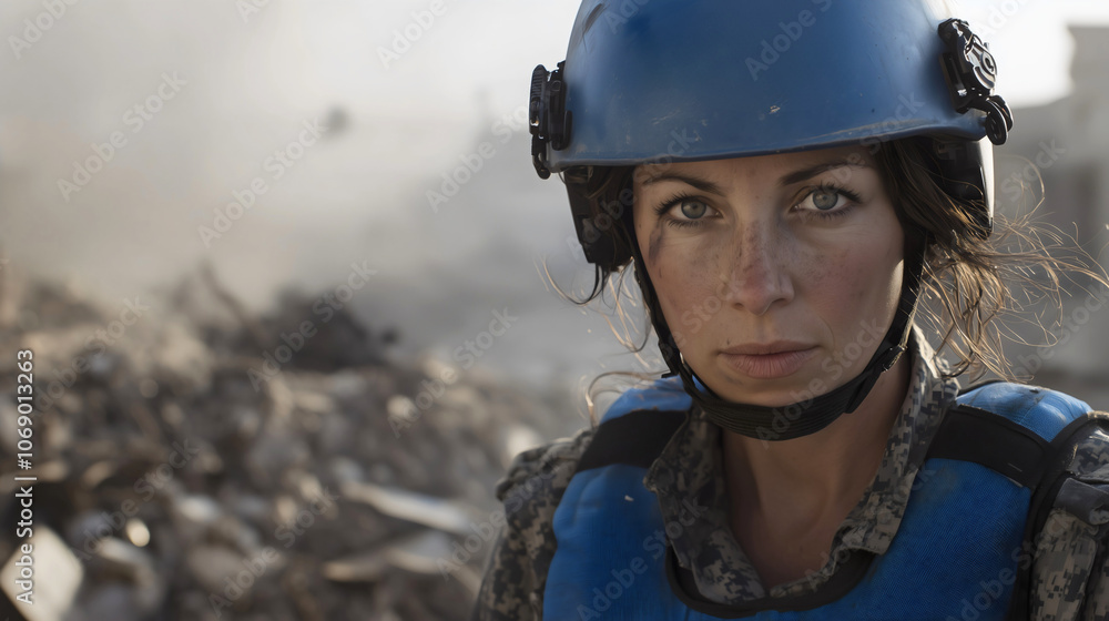 A brave war reporter on the front lines, reporting fearlessly on the