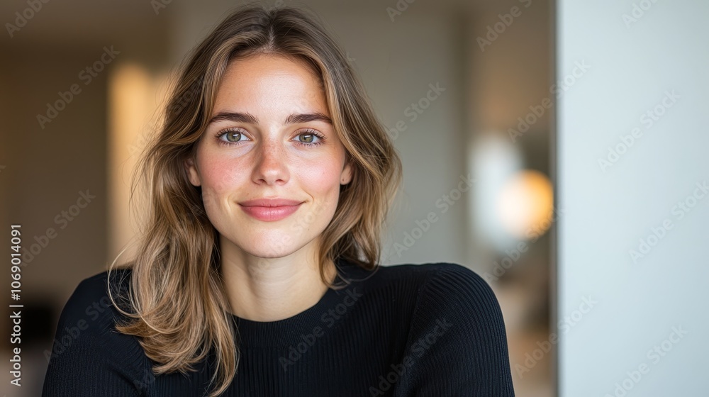 Close-up on career coach calm gaze, encouraging look, modern setting, positive and empowering atmosphere, Photorealistic Close-up on career coach calm gaze, encouraging look, modern setting, positive and empowering atmosphere, Photorealistic