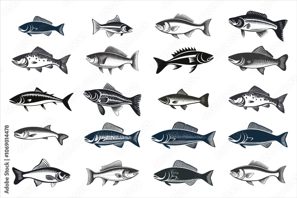 Fish Silhouette Bundle Collection Fish Silhouette Bundle Collection