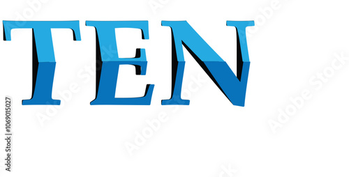 The Number Ten in Bold Blue 3D
A large bold blue three-dimensional rendering of the number ten against a clean white background