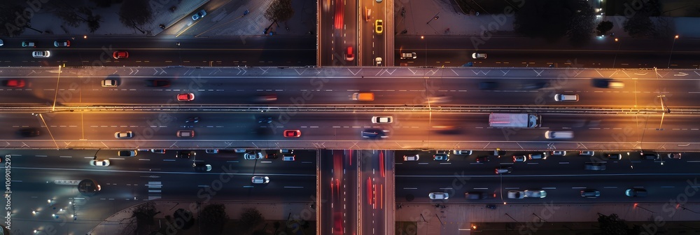Blurred Traffic Lights on Highway at Night Blurred Traffic Lights on Highway at Night