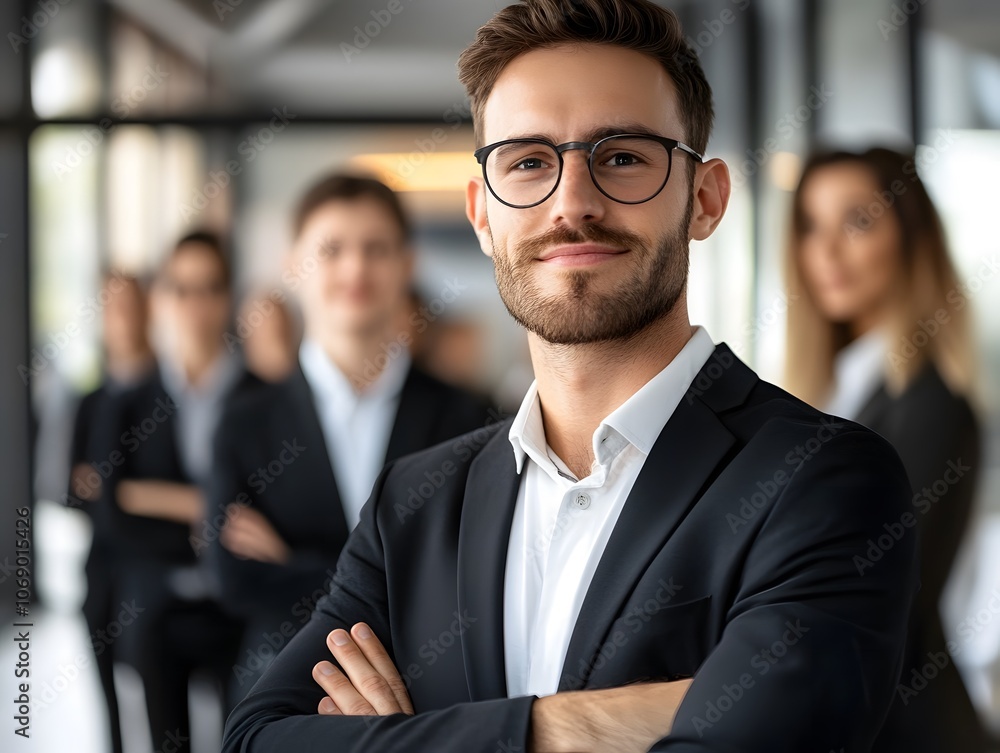 Professional Business Team in Modern Office Setting Professional Business Team in Modern Office Setting