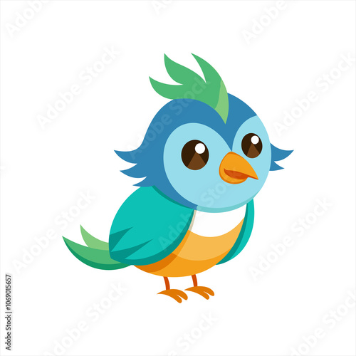 Cute nightingale bird cartoon vector photo