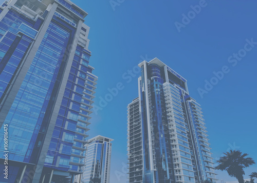 Modern Skyscrapers, Office buildings in a City Background
