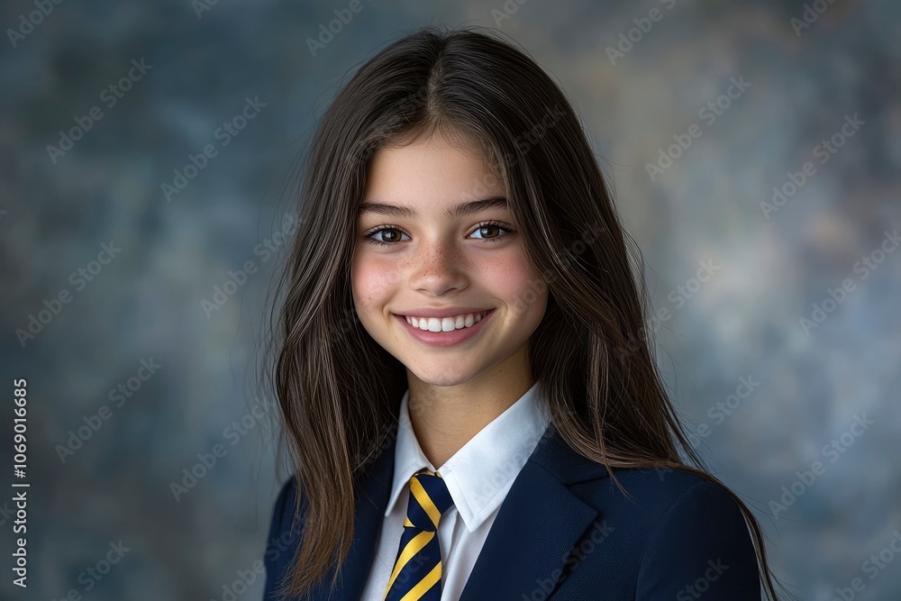 Portrait of a smiling young woman in a school uniform Portrait of a smiling young woman in a school uniform