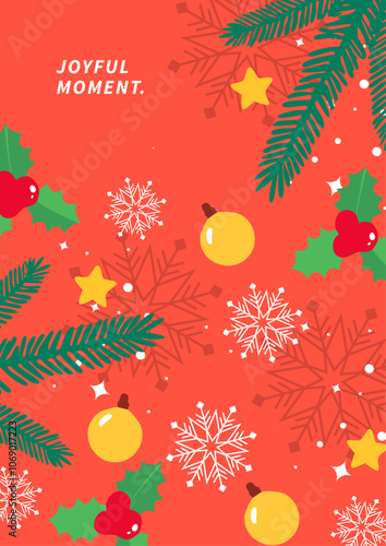 Festive Holiday Wreath with Bells and Joyful Message, A vibrant illustration of a festive wreath, perfect for spreading holiday cheer