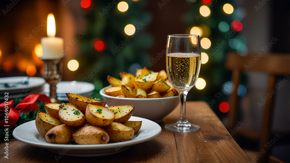 Naklejka premium christmas table setting