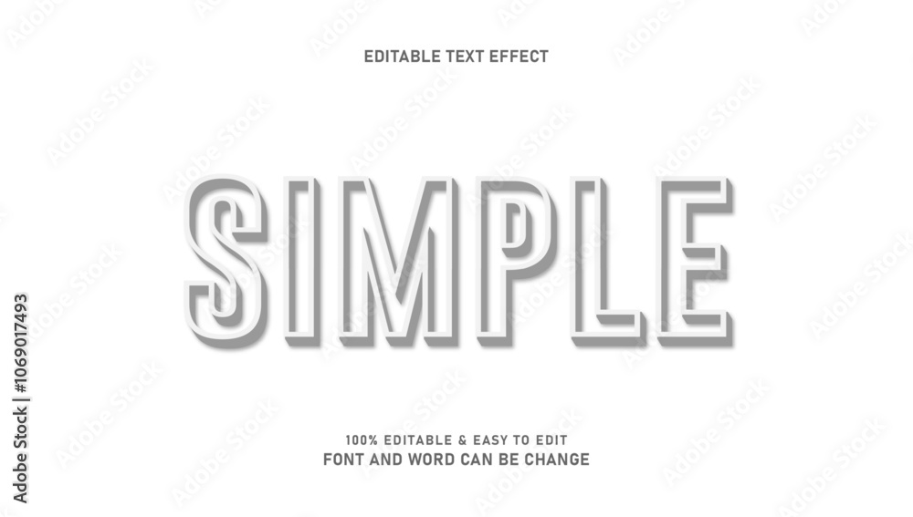 Simple white text effect with 3d and elegant style that can be edited Simple white text effect with 3d and elegant style that can be edited